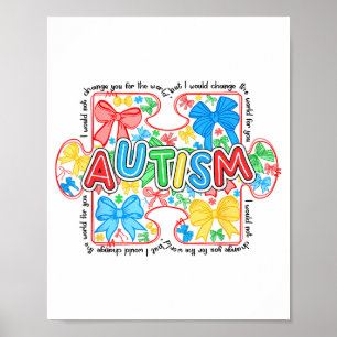 Póster Rompecabezas de autismo lazo de cinta de coqueterí
