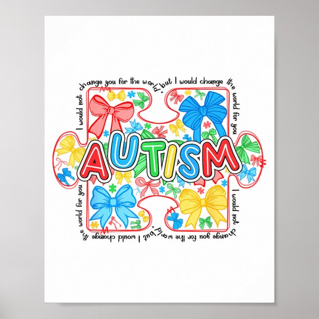 Póster Rompecabezas de autismo lazo de cinta de coqueterí (Frente)
