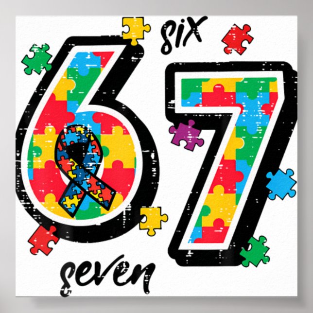 Póster Rompecabezas de Conciencia del Autismo 6 7 Si (Frente)