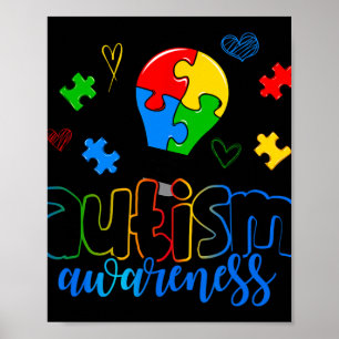 Póster Rompecabezas de la bombilla de la luz del autismo