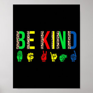 Póster Rompecabezas de Lenguaje de Señas Manuales Be Kind