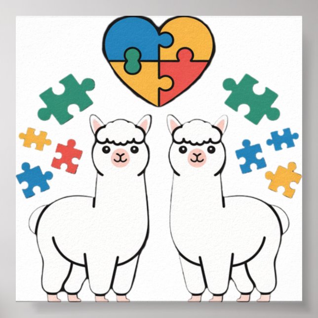 Póster Rompecabezas de Llama de Conciencia del Autismo Pi (Frente)