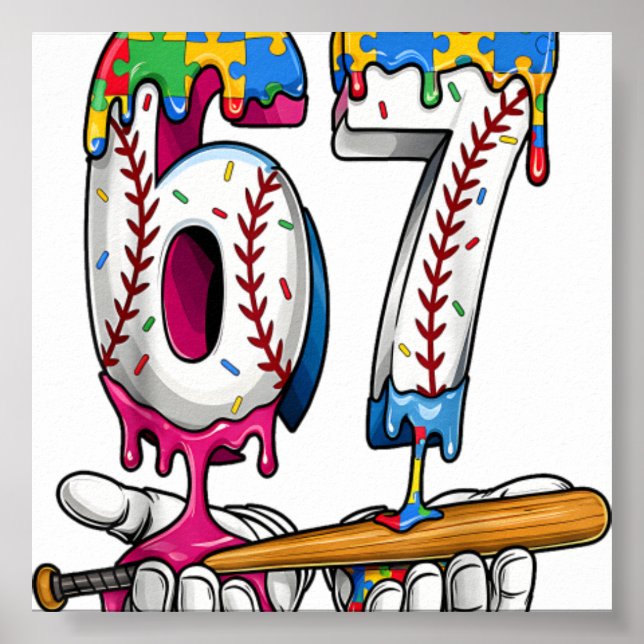 Póster Rompecabezas de Niño de Béisbol Helado que Gotea B (Frente)