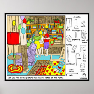 Póster Rompecabezas de objetos ocultos de amigos