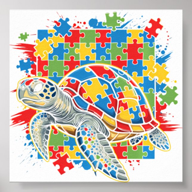 Póster Rompecabezas de Tortuga Marina de Conciencia del A (Frente)