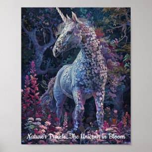 Póster Rompecabezas de Unicornio con jardín encantado