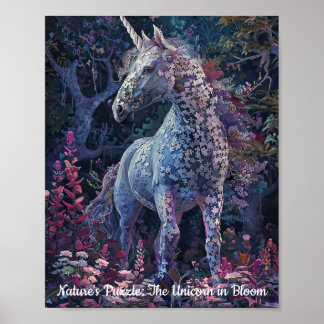 Póster Rompecabezas de Unicornio con jardín encantado