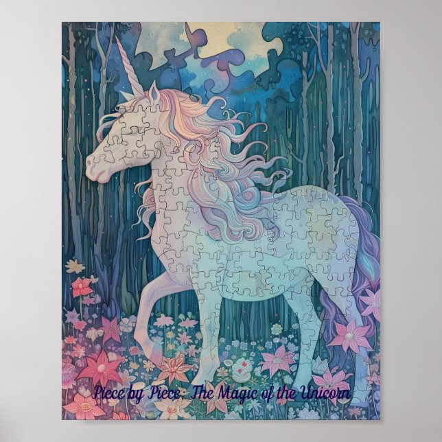Póster Rompecabezas de Unicornio Pastel Soñador (Frente)