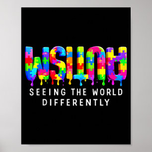 Póster Rompecabezas del autismo pintura goteo viendo dife