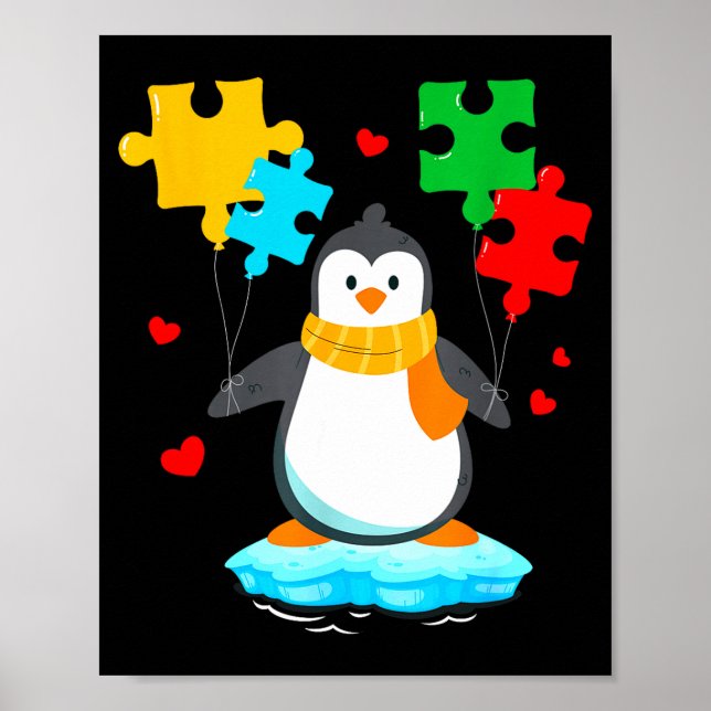 Póster Rompecabezas divertido de pingüino mes de concienc (Frente)