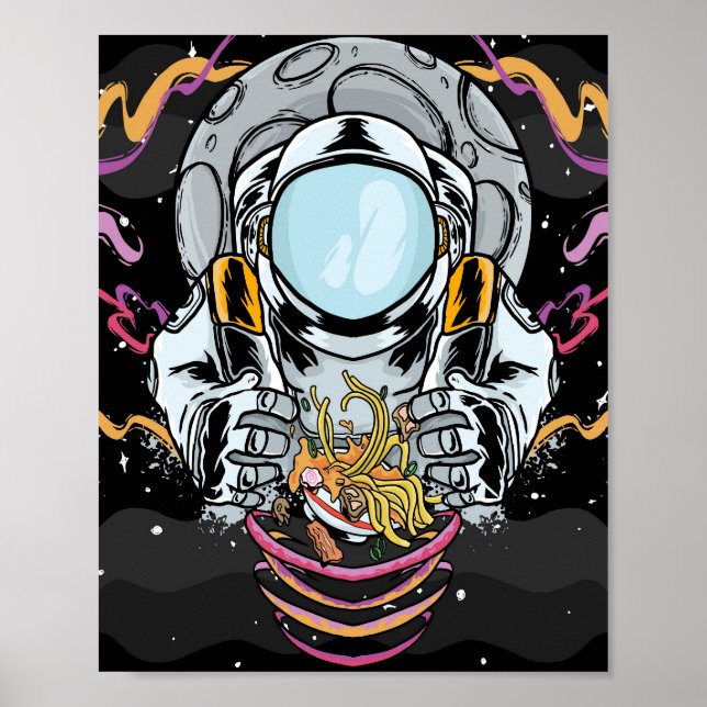 Póster Romper fideos astronautas en el espacio (Frente)