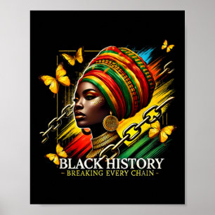 Póster Rompiendo cada cadena Mes de la Historia Negra Muj