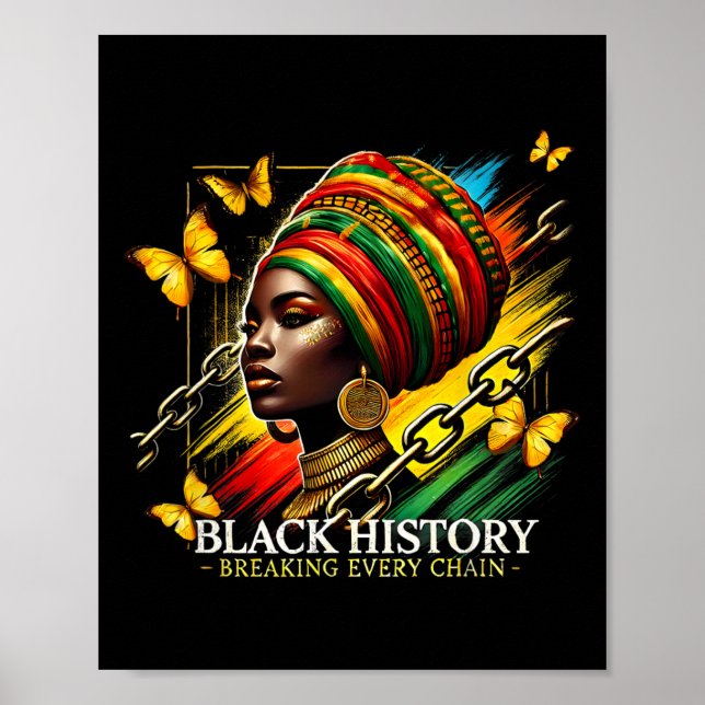 Póster Rompiendo cada cadena Mes de la Historia Negra Muj (Frente)