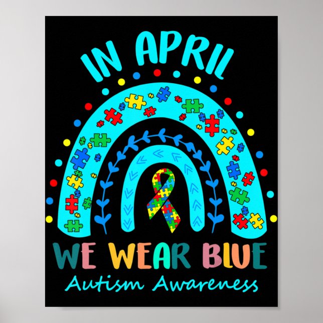 Póster Rompiendo El Arcoiris En Abril Usamos El Autismo A (Frente)
