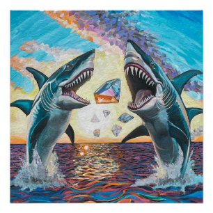 Póster Rompiendo el Glamour Chomp-Shark por joyas brillan