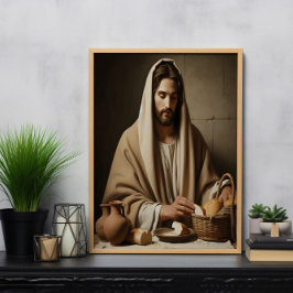 Póster Rompiendo el pan: El momento sagrado de Jesús