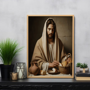 Póster Rompiendo el pan: El momento sagrado de Jesús