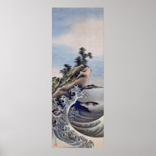 Póster Rompiendo olas, Hokusai