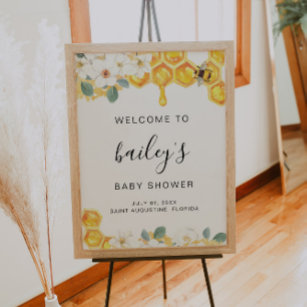 Póster Romy - Bienvenidos a Baby Shower Floral Bumble Bee