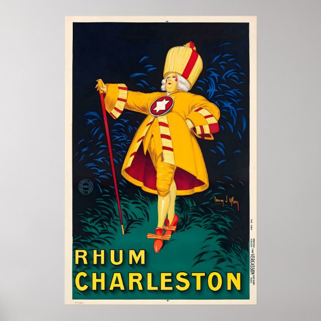 Póster Ron Charleston Bebida de ron caribeño Vino Comida (Frente)