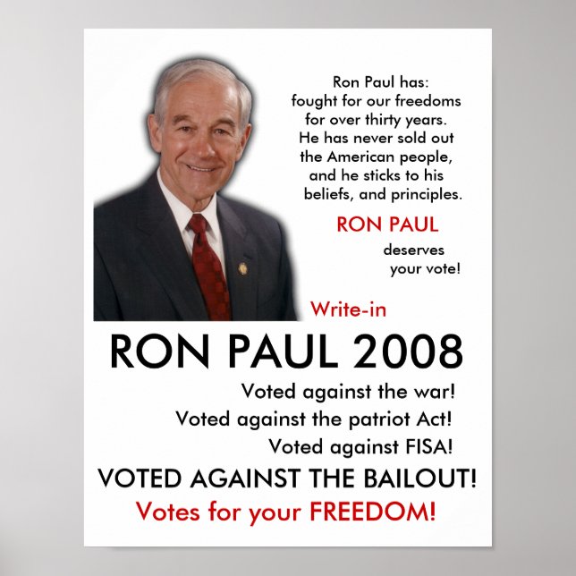 PÓSTER ¡RON PAUL POSTER! (Frente)