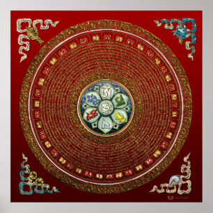 Póster Ronda tibetana "OM" Mantra Mandala