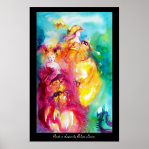 Póster RONDO EN LAGOON / Dos Mujeres ,Máscara Veneciana