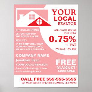 Póster Roof Tops, Realtor, Publicidad del agente inmobili