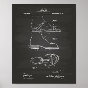 Póster Roofer's Shoe 1911 Patent Art Chalkboard