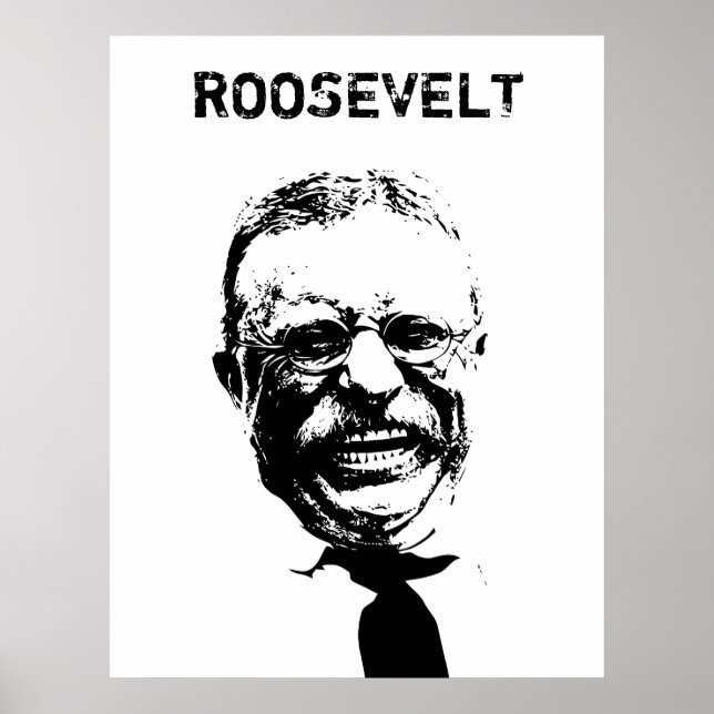 Póster Roosevelt — Blanco y negro (Frente)