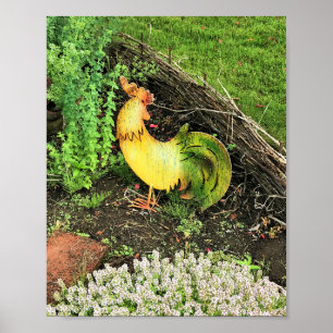 Póster Rooster amarillo y verde