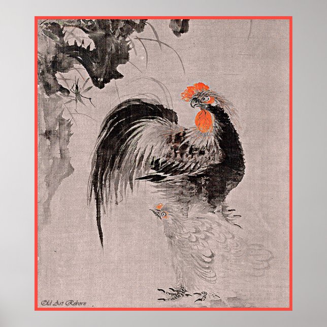 Póster Rooster con Hen (Frente)