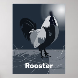 Póster Rooster Dark Blue Kitchen Wall Art - Poster