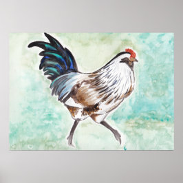 Póster Rooster de Watercolor Easter