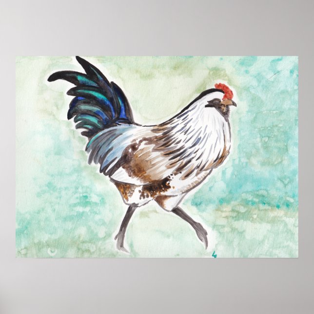 Póster Rooster de Watercolor Easter (Frente)