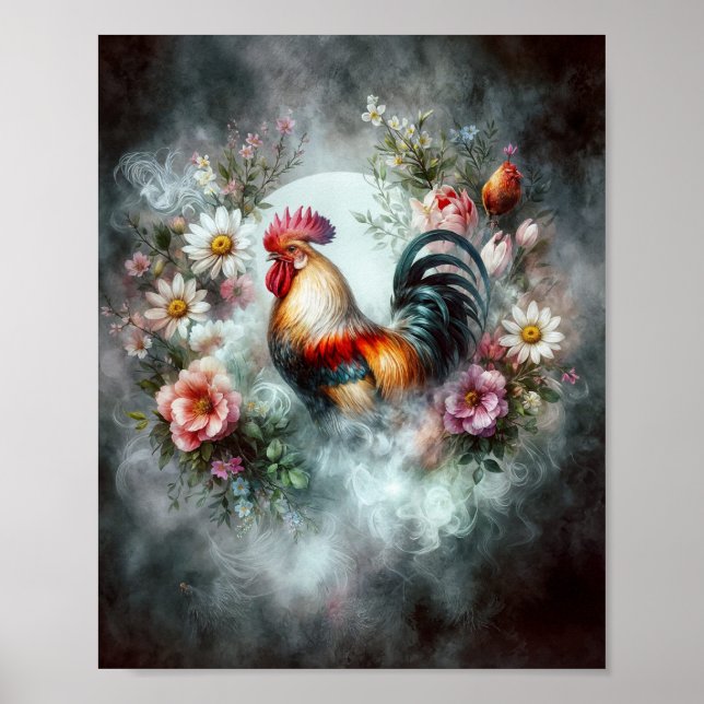 Póster Rooster en Smokey Wreath Digital (Frente)