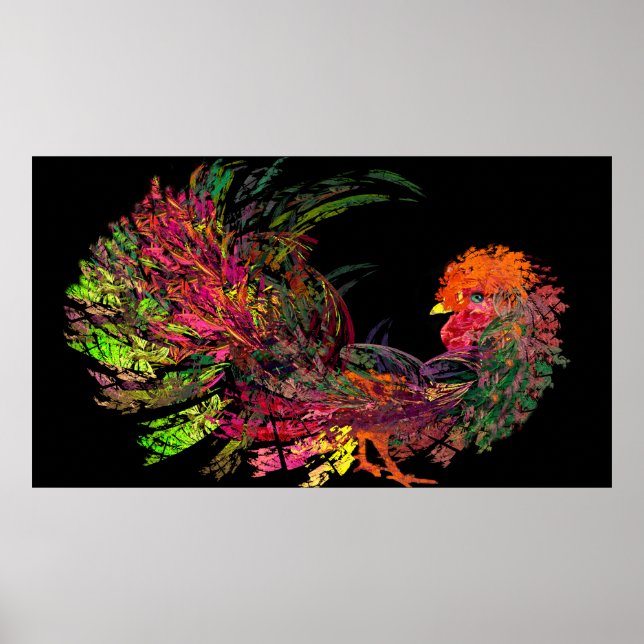 Póster Rooster Golden Comb Fractal (Frente)