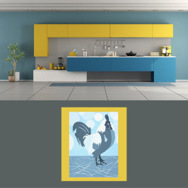 Póster Rooster Light Blue Kitchen Wall Art - Poster