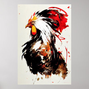 Póster Rooster Naturaleza salvaje Libre Espíritu Pintura 