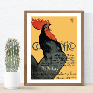 Póster Rooster negro Cocorico Theophile Steinlen