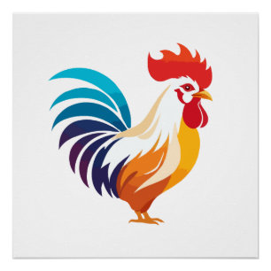 Póster Rooster Vector Art Animal Gráfico urbano moderno
