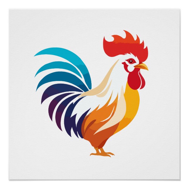 Póster Rooster Vector Art Animal Gráfico urbano moderno (Anverso)