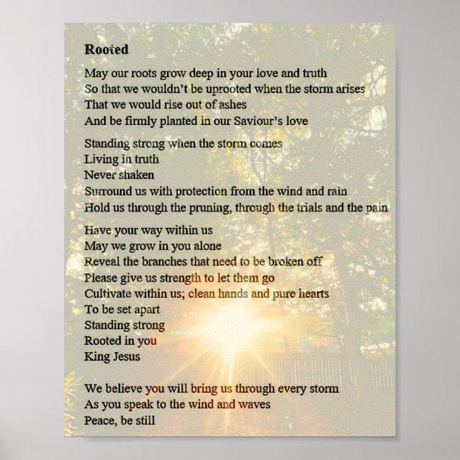Póster Rooted - Poema de la oración (Frente)