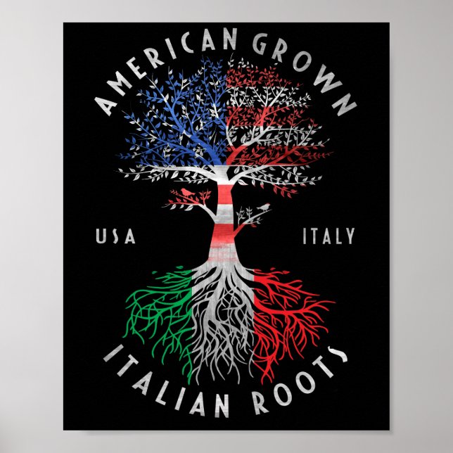 Póster Roots italianos cultivados estadounidenses Bandera (Frente)