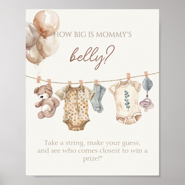 Póster Ropa Boho Baby Qué grande es el Belly de mamá (Frente)