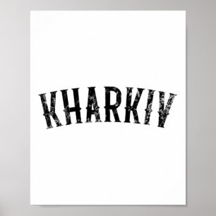 Póster Ropa con texto negro vintage de Kharkiv Ucrania