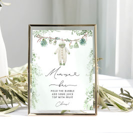 Póster Ropa de bebé Boho Greenery Baby Shower Momosa Bar