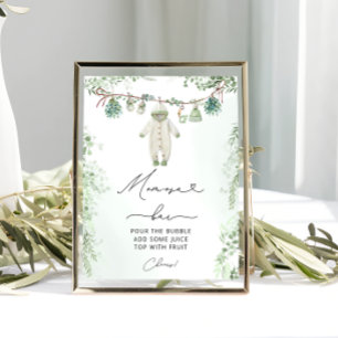 Póster Ropa de bebé Boho Greenery Baby Shower Momosa Bar