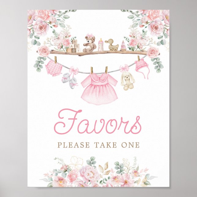 Póster Ropa de bebé chica Ropa rosa Favorece el Rótulo (Frente)