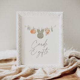 Póster Ropa de bebé de calabaza Tarjetas de Baby Shower y